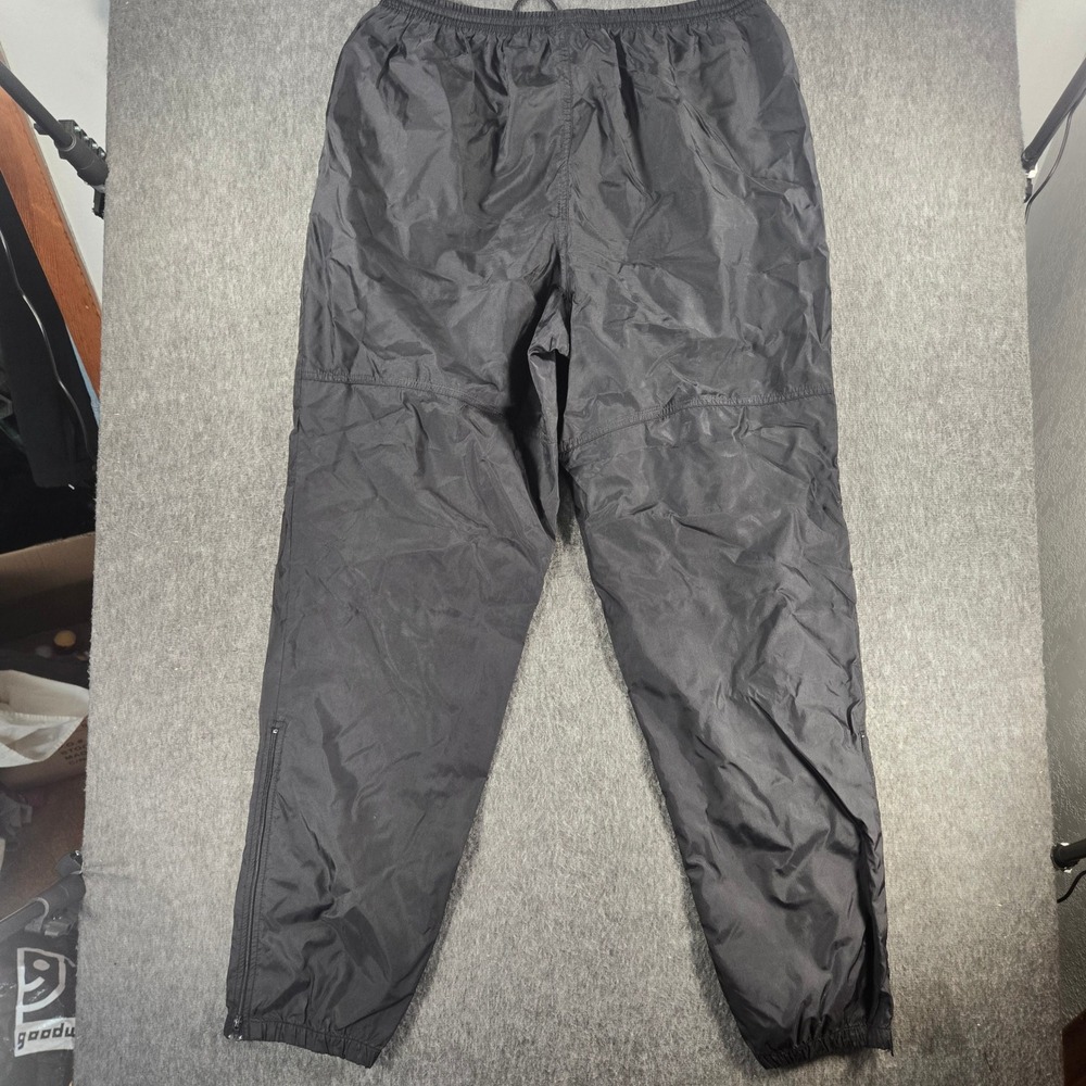 Vintage Nike Track Pants Mens Large Black Nylon Windbreaker Ankle Zip Swoosh - Picture 7 of 9